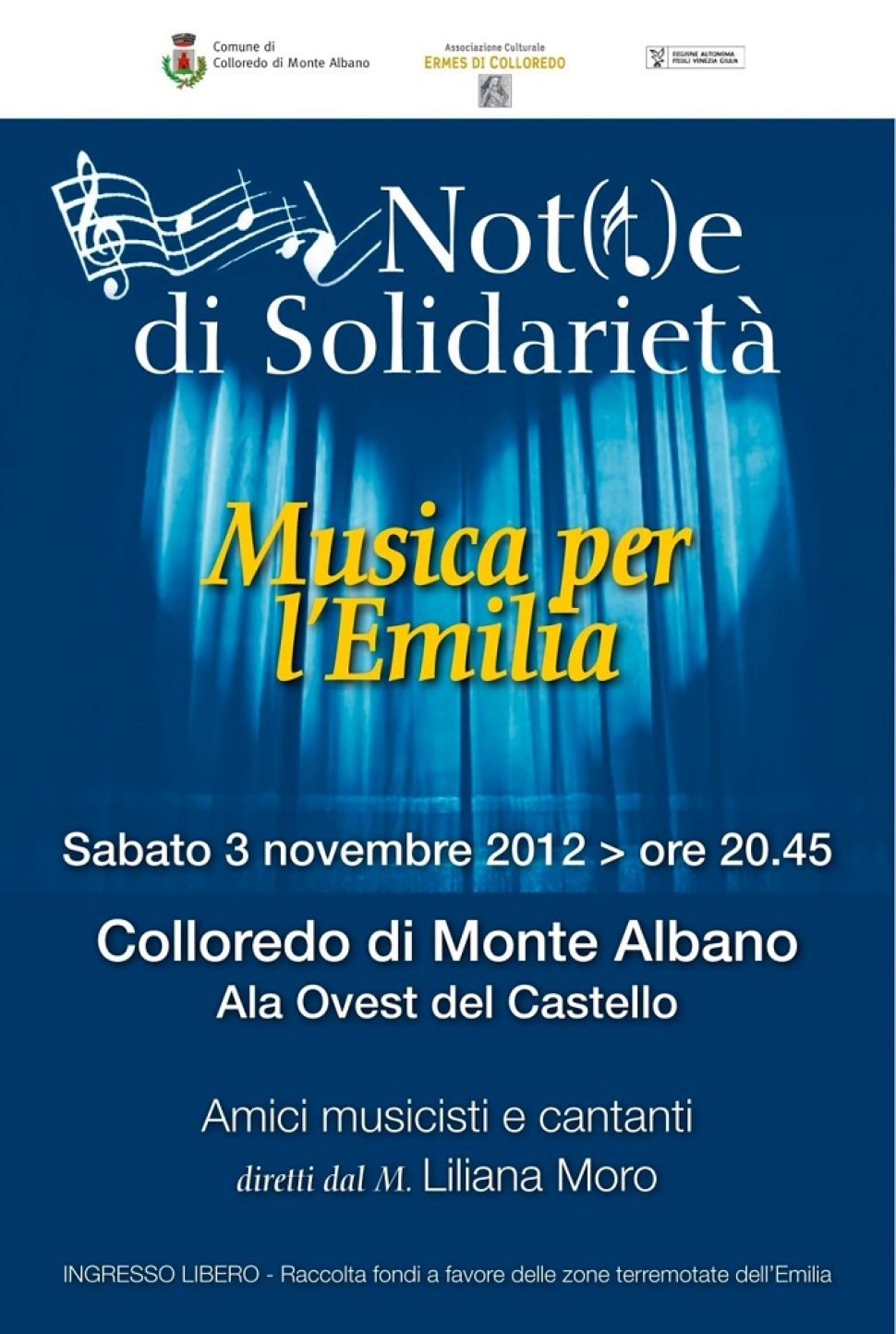 Note&solidarietà con “Musica per l’Emilia” a Colloredo di Monte Albano