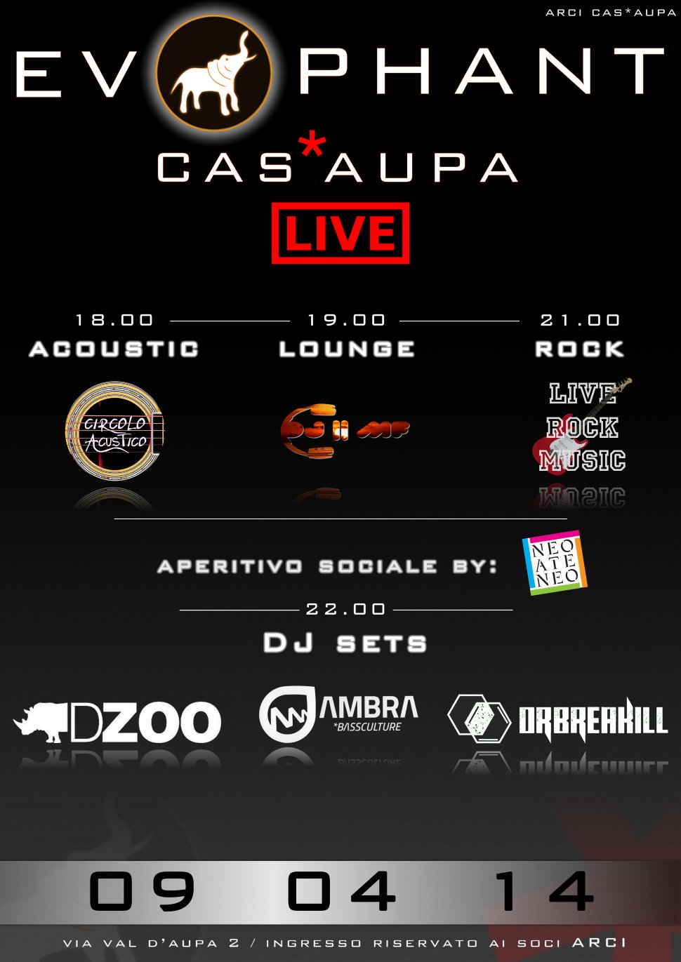 Evophant LIVE + NeoAteneo [acoustic - lounge - rock palco aperto - dj set] @CAS'AUPA