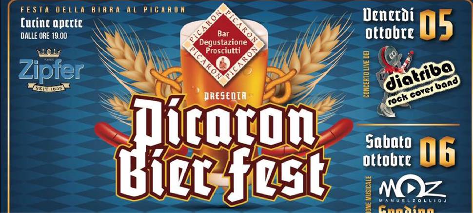 Non perderti la Picaron Bier Fest il 5 e 6 ottobre! Due giorni dedicati alla birra, alla buona tavola e alla grande musica! Vieni a divertirti
