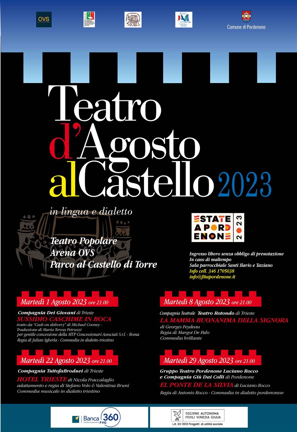 TEATRO D'AGOSTO AL CASTELLO 2023 Teatro popolare al parco del castello in lingua e dialetto