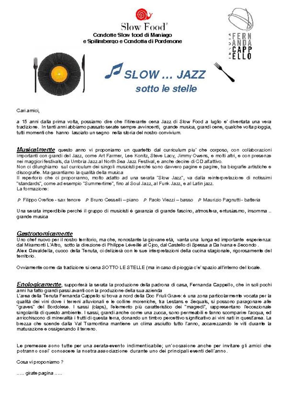 SLOW JAZZ SOTTO LE STELLE