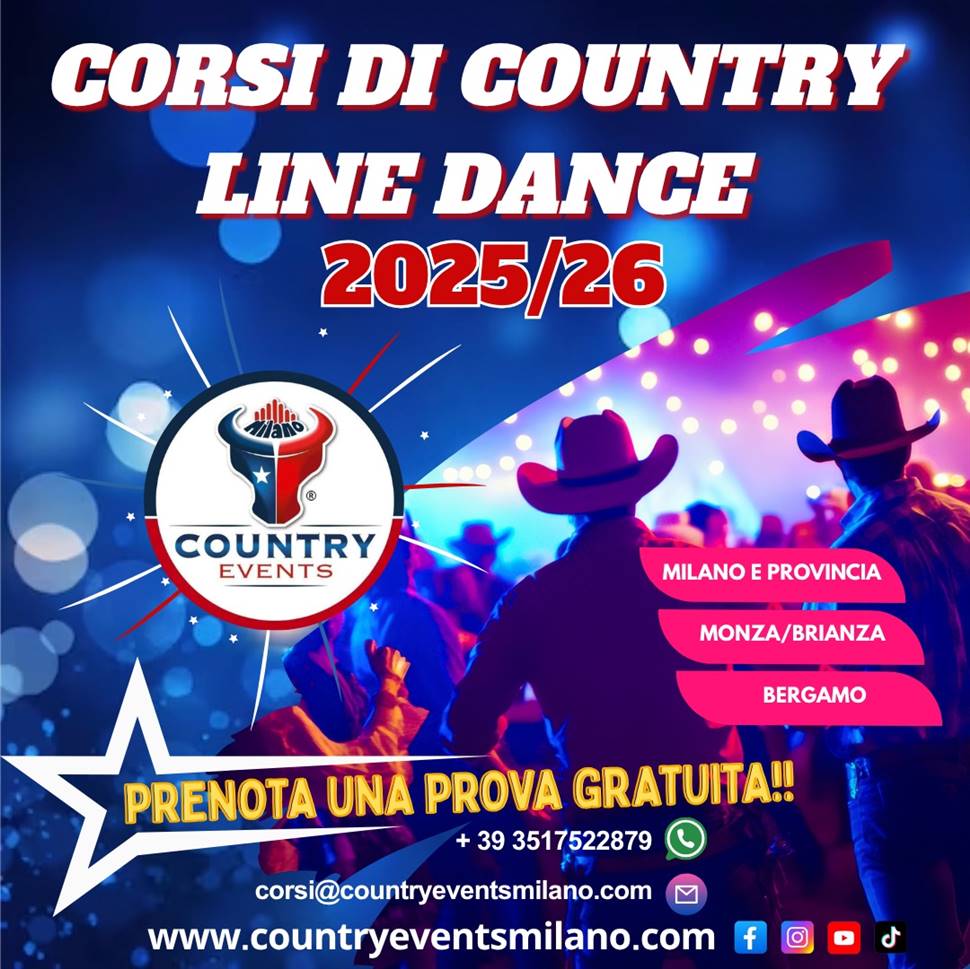 CORSI DI BALLO COUNTRY MILANO<br> PRENOTA UNA PROVA GRATUITA!!<BR> WhatsApp: + 39 3517522879 <br>Mobile: + 39 333 6720419 <br>E-Mail: corsi@countryeventsmilano.com