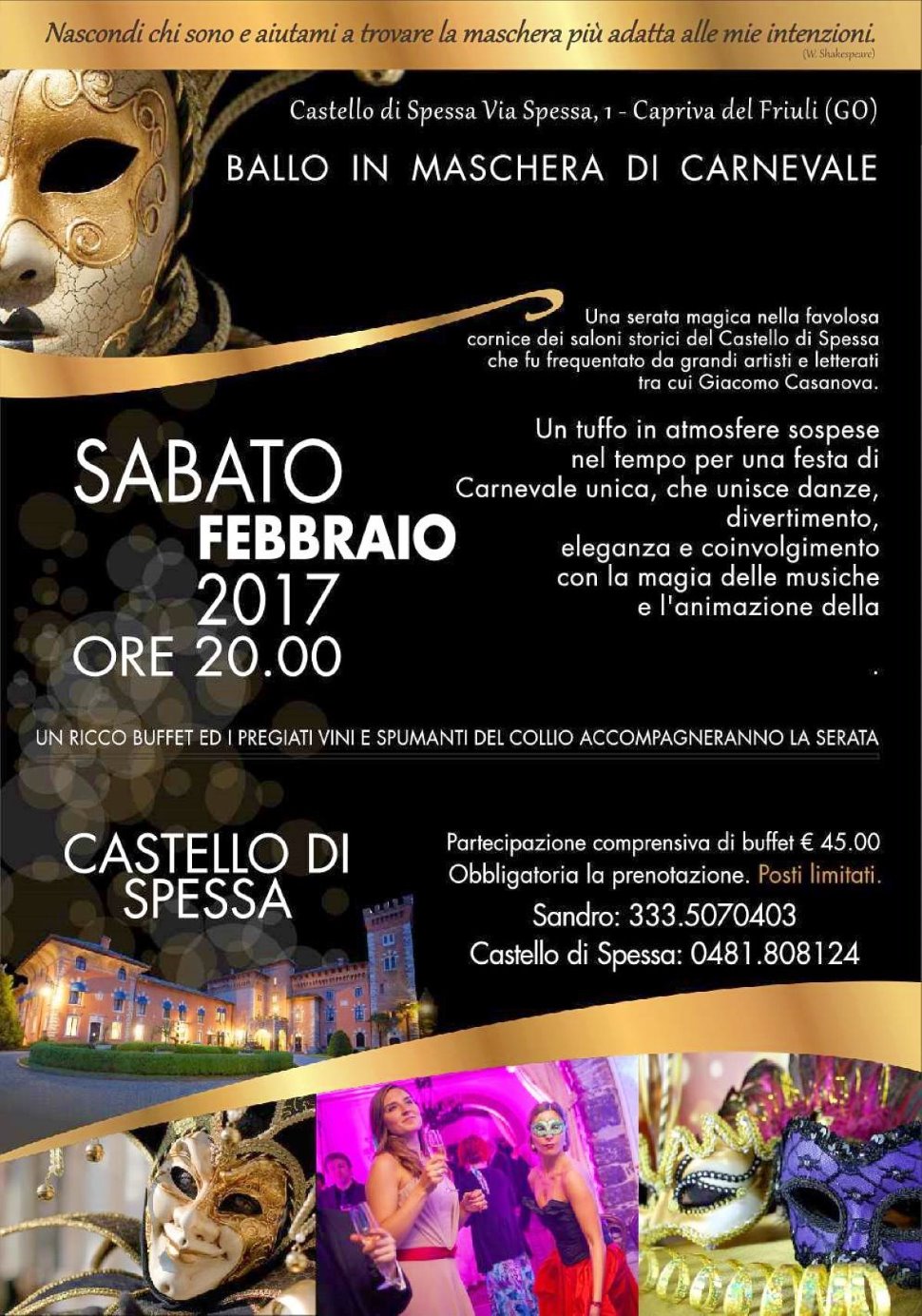 Masquerade : Carnevale Al Castello Di Spessa